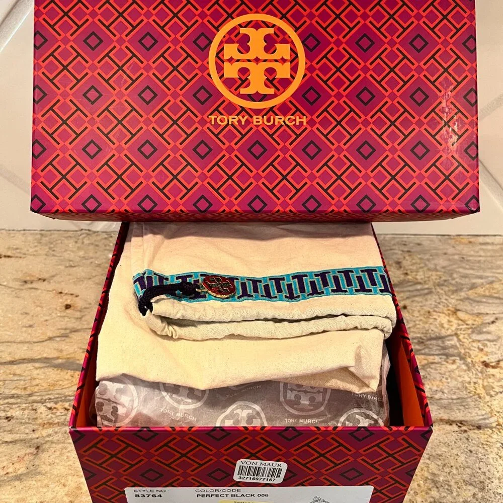Tory Burch  Studded Black and Gold Flip Flop - Picture 3 of 7